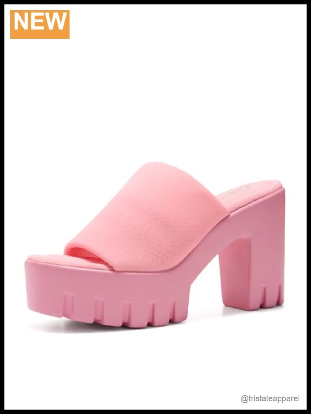 Platform Sandals Chunky Block Heel Slip On Elastic Band Open Toe 4.5 Inch
